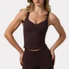 Soft Active tanktop met hartvormige halslijn in Espresso