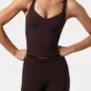 Soft Active tanktop met hartvormige halslijn in Espresso