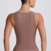 Soft Active tanktop met V-hals in mokka
