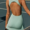 Soft Active tennisjurk met open rug in aqua