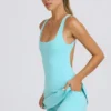 Soft Active tennisjurk met open rug in aqua