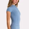 Soft Active-top met kwartritssluiting in Marine