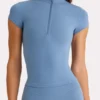 Soft Active-top met kwartritssluiting in Marine
