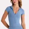 Soft Active-top met kwartritssluiting in Marine