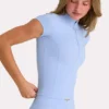 Soft Active-top met kwartritssluiting in Sky