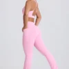 Soft Active V-taille legging met zakken en uitlopende pijpen in babyroze
