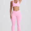 Soft Active V-taille legging met zakken en uitlopende pijpen in babyroze