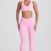 Soft Active V-taille legging met zakken en uitlopende pijpen in babyroze