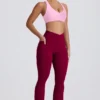 Soft Active V-taille legging met zakken en uitlopende pijpen in bordeaux
