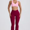 Soft Active V-taille legging met zakken en uitlopende pijpen in bordeaux