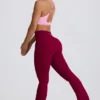 Soft Active V-taille legging met zakken en uitlopende pijpen in bordeaux