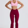 Soft Active V-taille legging met zakken en uitlopende pijpen in bordeaux