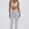 Soft Active V-taille legging met zakken en uitlopende pijpen in grijs