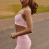 Soft Active Wrapover Contrast minishort in Powder Pink
