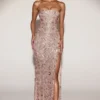 Solenna versierde bandeau-hals strapless jurk in roségoud
