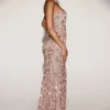 Solenna versierde bandeau-hals strapless jurk in roségoud