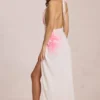 Solenne chiffon maxi-jurk met witte bloemenprint
