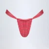 Solsona gerimpelde string-bikinibroekje in rood geruit onderstuk