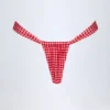 Solsona gerimpelde string-bikinibroekje in rood geruit onderstuk