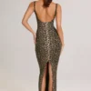Soreia Modal maxi-jurk met vierkante hals en luipaardprint