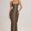 Soreia Modal maxi-jurk met vierkante hals en luipaardprint