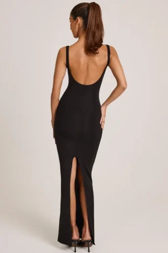 Soreia Modal maxi-jurk met vierkante hals in zwart