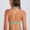 Sportbeha met ronde hals en halternek in Matcha