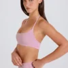 Sportbeha met ronde hals en halternek in mauve