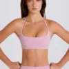Sportbeha met ronde hals en halternek in mauve