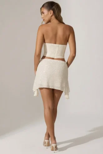 Sterling versierde gedrapeerde corset top in wit