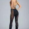 Stevie versierde flared broek met middelhoge taille in zwart