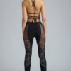 Stevie versierde flared broek met middelhoge taille in zwart