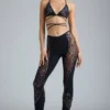 Stevie versierde flared broek met middelhoge taille in zwart