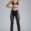 Stevie versierde flared broek met middelhoge taille in zwart