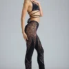 Stevie versierde flared broek met middelhoge taille in zwart