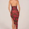 Storie halterjurk met split aan de zoom en halflange lengte in roze luipaardprint