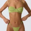 Sundial versierde beugel-balconette bikinitop in perengroen