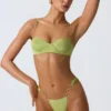 Sundial versierde beugel-balconette bikinitop in perengroen