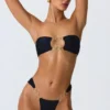 Sunny Isles versierde bandeau-bikinitop met uitsnijdingen in zwart