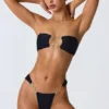 Sunny Isles versierde bandeau-bikinitop met uitsnijdingen in zwart