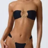 Sunny Isles versierde bandeau-bikinitop met uitsnijdingen in zwart