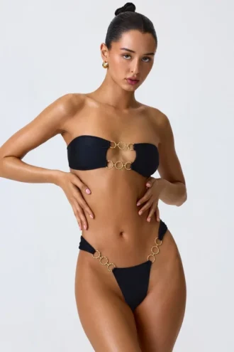 Sunny Isles versierde bandeau-bikinitop met uitsnijdingen in zwart