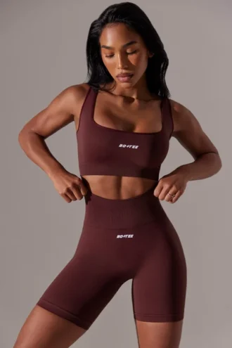 Super Sculpt-fietsshorts met hoge taille in bordeauxrood