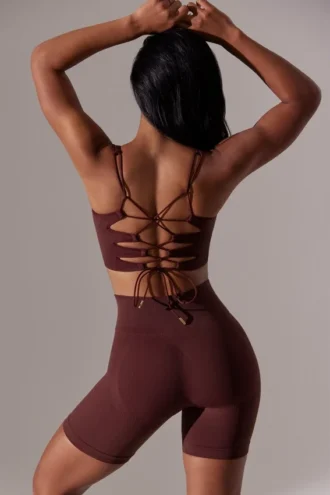 Super Sculpt-fietsshorts met hoge taille in bordeauxrood