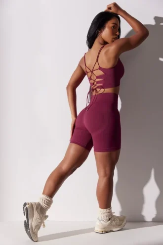Super Sculpt-fietsshorts met hoge taille in pruim