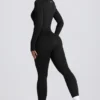 Super Sculpt naadloos lange pijpen Jumpsuit in zwart