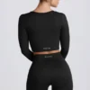 Super Sculpt naadloze crop top met lange mouwen in zwart