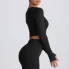 Super Sculpt naadloze crop top met lange mouwen in zwart