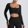 Super Sculpt naadloze crop top met lange mouwen in zwart