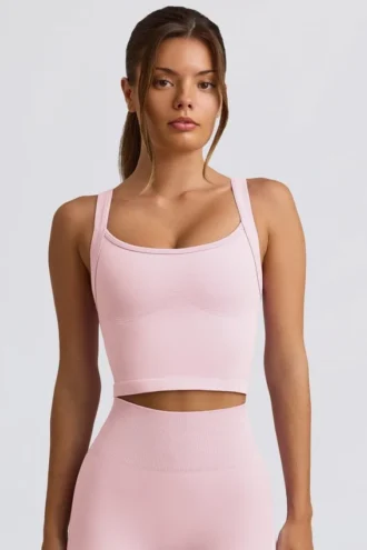 Super Sculpt naadloze lange hemdtop in poederroze